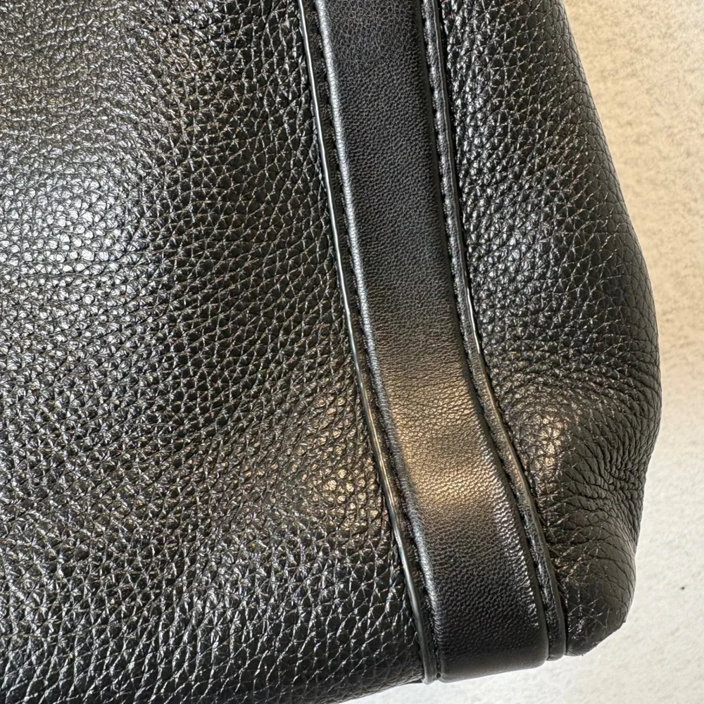 Michael Kors Rosemary Large Pebbled Leather Shoulder Bag Black Silver